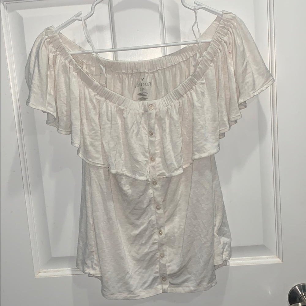 Barely worn off white off the shoulder top